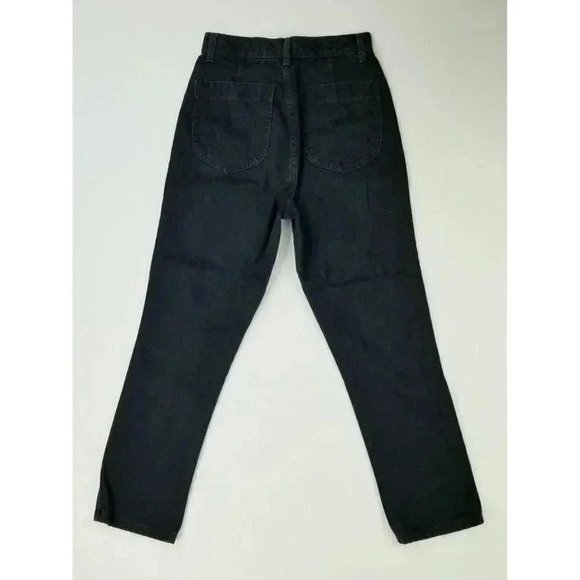 Doen Size 25X26 High Waist Black Cropped Coin Pocket Denim Cotton Jeans USA Made - Picture 1 of 12